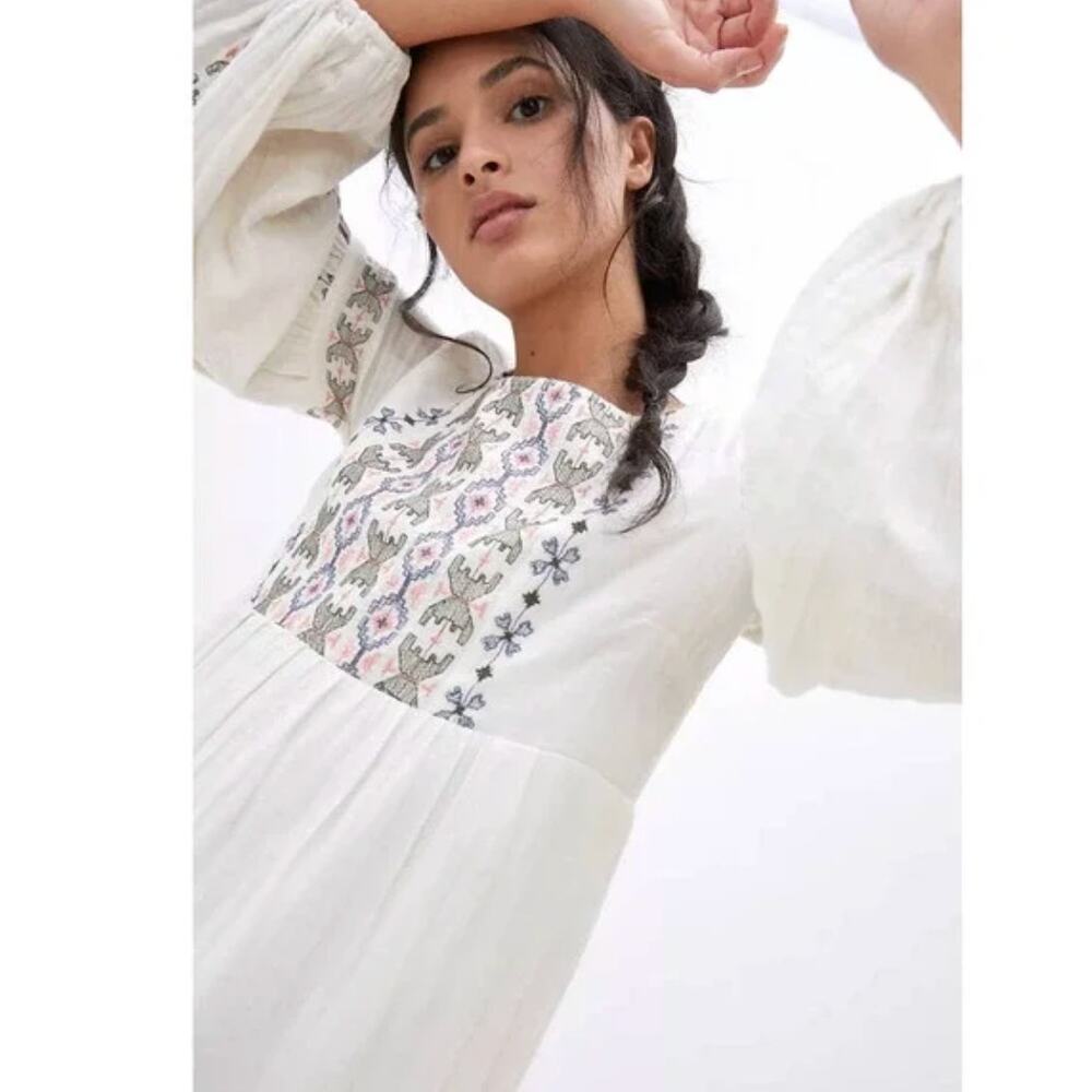 Anthropologie White and Gray Maxi Dress - Picture 3 of 14
